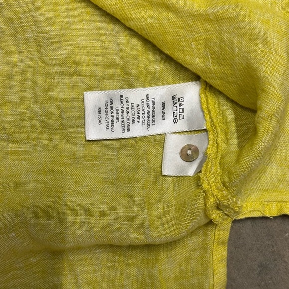 Rachel Roy yellow linen button down short sleeve shirt womens small summer - Picture 8 of 8